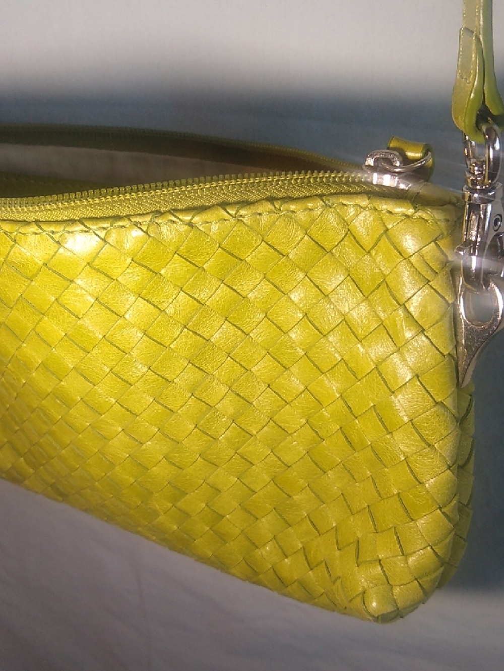 NWOT Abro Leather Lime-Celery Green Woven Genuine Leather Crossbody Bag